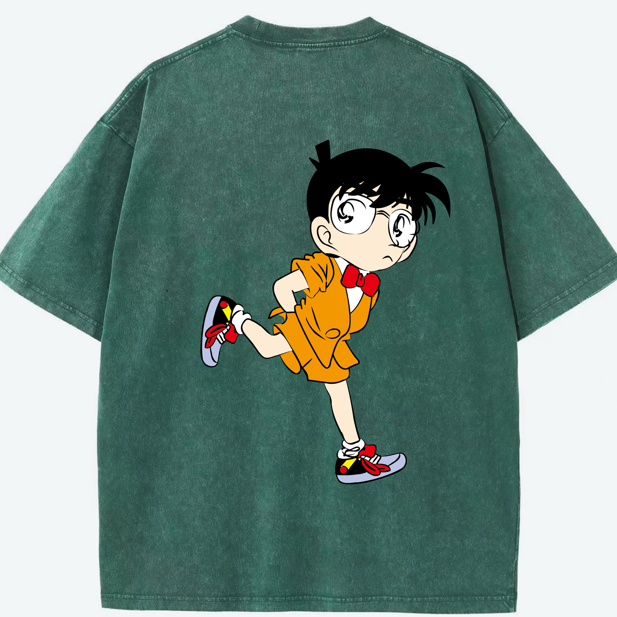 （画像用） 名探偵コナン 江戸川 コナン Detective Conan Conan Edogawa 綿100% ヴィンテージ風 半袖Tシャツ（背面プリント）